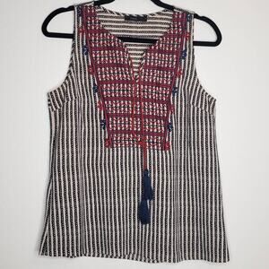 THML| Stripe Embroidered Tank